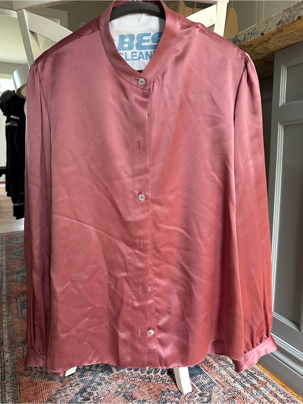 Vince Rose-Mauve Silk-Blend Button Front Blouse. Sz M. Luxurious Silk